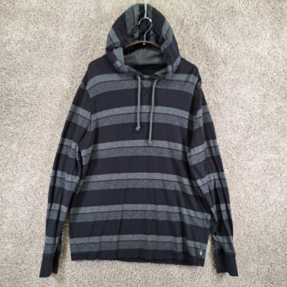 Aeropostale Hoodie Mens XL Black Striped Long Sleeve Pullover Casual Streetwear